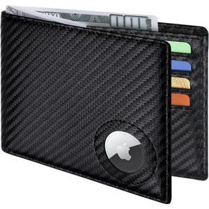 Slim Leather Wallet Airtag ,Large Bifold Wallet RFID Blocking for Men